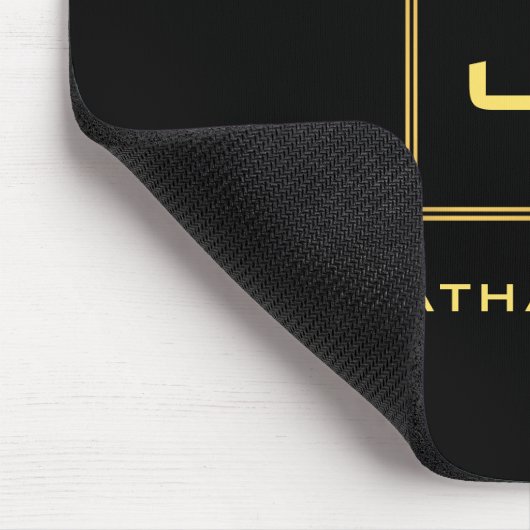 Benutzerdefinierte Schwarz-Gold-Mit Monogramm-Vorl Mousepad (Ecke)