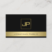 Benutzerdefinierte Schwarz-Gold-Moderne Monogram-E Visitenkarte (Vorderseite)