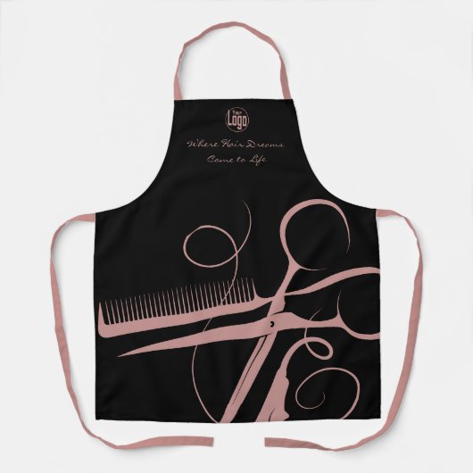 Benutzerdefinierte Schwarz Rosa Logo Motto Haartoo Schürze (Vorderseite)
