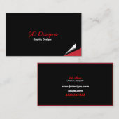 Benutzerdefinierte Schwarz/Rot-Monogramm-Visitenka Visitenkarte (Vorne/Hinten)