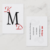 Benutzerdefinierte Schwarz/Rot-Monogramm-Visitenka Visitenkarte (Vorne/Hinten)