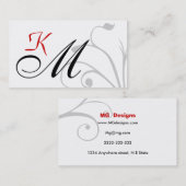 Benutzerdefinierte Schwarz/Rot-Monogramm-Visitenka Visitenkarte (Vorne/Hinten)