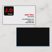 Benutzerdefinierte Schwarz/Rot-Monogramm-Visitenka Visitenkarte (Vorne/Hinten)