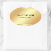 Benutzerdefinierte Schwarz- und Goldvorlage elegan Ovaler Aufkleber (Tasche)