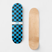 Benutzerdefinierte Schwarz- und Himmelblau-Initial Skateboard (Vorderseite)