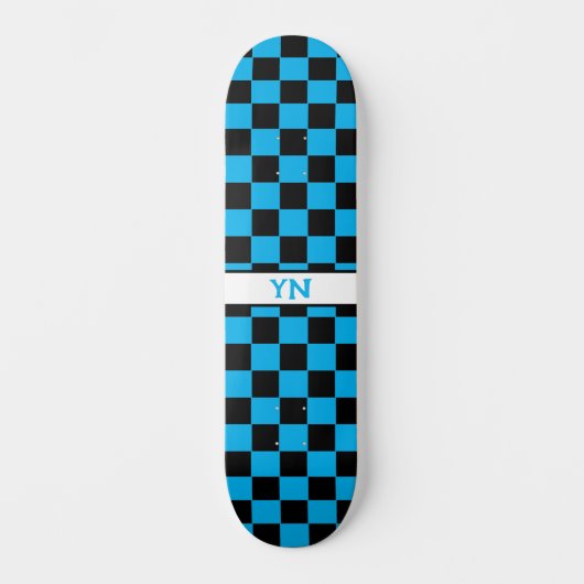 Benutzerdefinierte Schwarz- und Himmelblau-Initial Skateboard (Vorderseite)