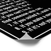 Benutzerdefinierte Schwarz- und Weiß-Regeln Poster (Ecke)