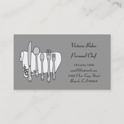 Benutzerdefinierte Schwarz-weiß-Grau-Koch-Visitenk Visitenkarte (Vorderseite)