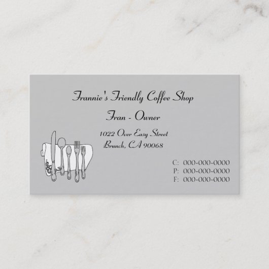 Benutzerdefinierte Schwarz-weiß-Grau-Silverware-Vi Visitenkarte (Vorderseite)