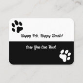 Benutzerdefinierte Schwarz/Weiß-Pflegekarte Visitenkarte (Rückseite)