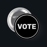 Benutzerdefinierte schwarz-weiße Textabstimmung Button<br><div class="desc">Das Wort "Abstimmung" ist in weißem Text auf einem schwarzen Knopf. Der Knopf hat einen weißen Rand. Sie können den Text auf Wunsch bearbeiten.</div>