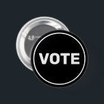 Benutzerdefinierte schwarz-weiße Textabstimmung Button<br><div class="desc">Das Wort "Abstimmung" ist in weißem Text auf einem schwarzen Knopf. Der Knopf hat einen weißen Rand. Sie können den Text auf Wunsch bearbeiten.</div>