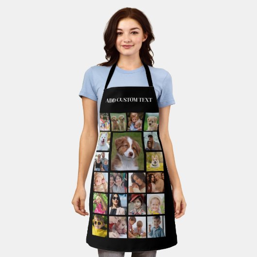 Benutzerdefinierte schwarze 21-Foto-Grid-Schürze m Schürze (Getragen)