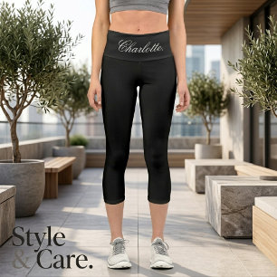 Benutzerdefinierte schwarze Capri-Leggings im schl Capri Leggings
