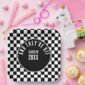 Benutzerdefinierte schwarze Checked Graduation Par Pappteller (Party)