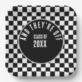 Benutzerdefinierte schwarze Checked Graduation Par Pappteller (Vorderseite)