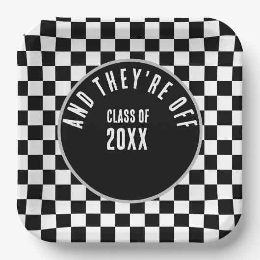 Benutzerdefinierte schwarze Checked Graduation Par Pappteller (Vorderseite)