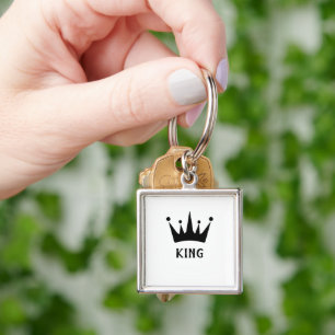 Benutzerdefinierte schwarze Crown King Text Premiu Schlüsselanhänger