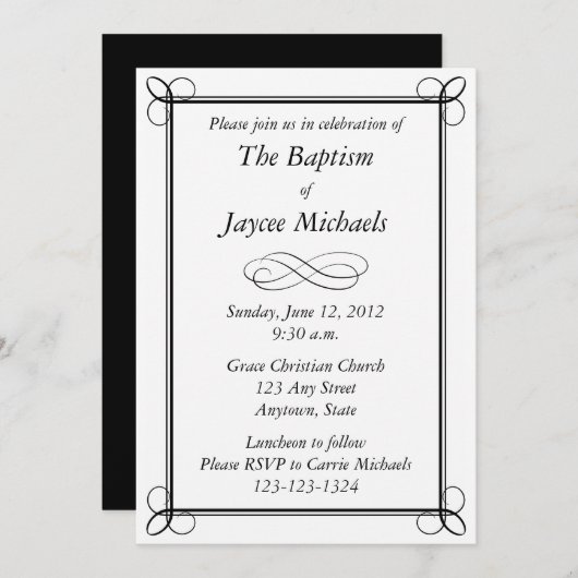 Benutzerdefinierte Schwarze Einladung - Scroll Des (Vorne/Hinten)