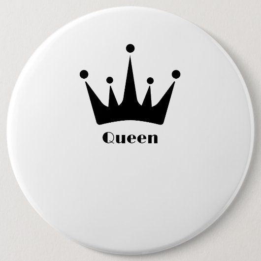 Benutzerdefinierte schwarze Farbkronenbild Queen T Button (Vorderseite)