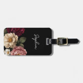 Benutzerdefinierte schwarze florale schöne Blumen Gepäckanhänger (Vorderseite horizontal)