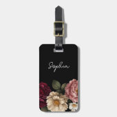 Benutzerdefinierte schwarze florale schöne Blumen Gepäckanhänger (Vorderseite vertikal)