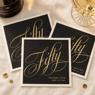 Benutzerdefinierte schwarze Gold-Kalligrafie-Schri Serviette