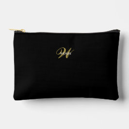 Benutzerdefinierte schwarze Gold-Monogramm-Minimal Zubehörtasche