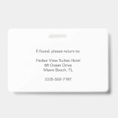 Benutzerdefinierte schwarze Hotelzimmermitarbeiter Ausweis (Rückseite)