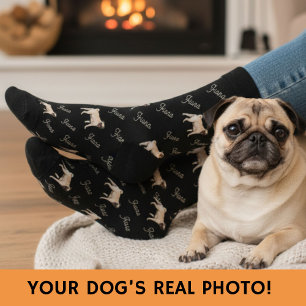 Benutzerdefinierte schwarze Hund-Foto-Socken Socken