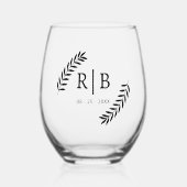 Benutzerdefinierte Schwarze Kalligrafie-Doppelname Weinglas Ohne Stiel (Vorderseite)