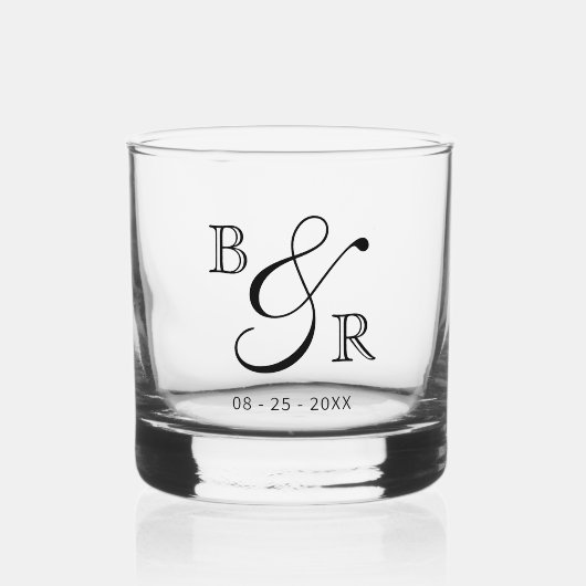 Benutzerdefinierte Schwarze Kalligrafie-Doppelname Whiskyglas (Vorderseite)