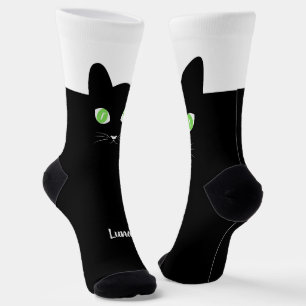 Benutzerdefinierte schwarze Katzen-Foto-Socken mit Socken
