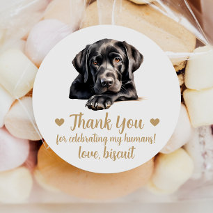 Benutzerdefinierte schwarze Labrador-Hund-Hochzeit Runder Aufkleber
