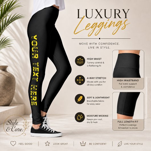 Benutzerdefinierte schwarze Leggings mit Text für