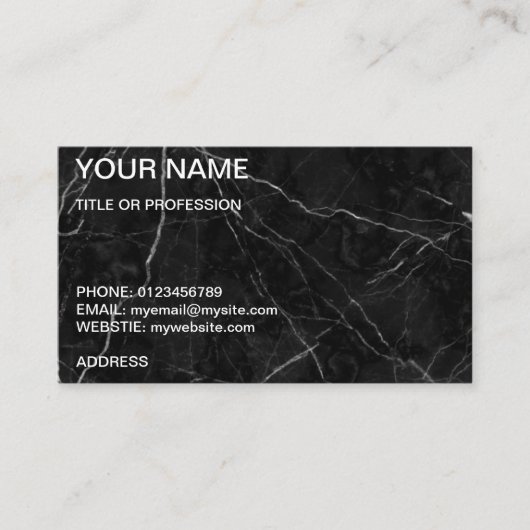Benutzerdefinierte schwarze Marmorkarte Visitenkarte (Vorderseite)