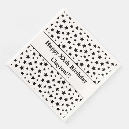 Benutzerdefinierte schwarze Sterne mit Message Bir Serviette (Ecke)