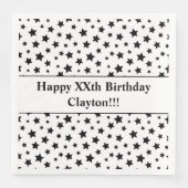 Benutzerdefinierte schwarze Sterne mit Message Bir Serviette (Vorderseite)