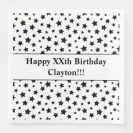 Benutzerdefinierte schwarze Sterne mit Message Bir Serviette