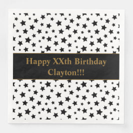 Benutzerdefinierte schwarze Sterne mit Message Bir Serviette