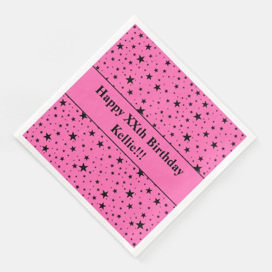 Benutzerdefinierte schwarze Sterne mit Message Bir Serviette (Ecke)