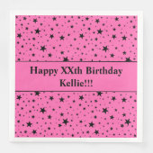 Benutzerdefinierte schwarze Sterne mit Message Bir Serviette (Vorderseite)