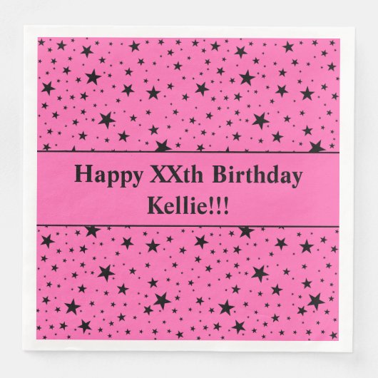 Benutzerdefinierte schwarze Sterne mit Message Bir Serviette (Vorderseite)