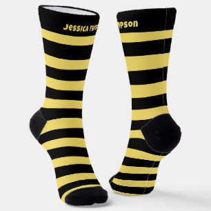 Benutzerdefinierte schwarze und gelbe gestreifte S Socken