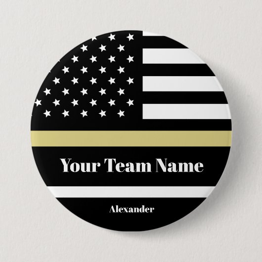 Benutzerdefinierte schwarze und goldene amerikanis button (Vorderseite)