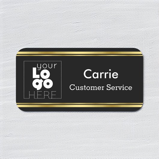 Benutzerdefinierte schwarze und goldene Firmenname Namensschild