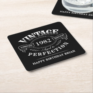 Benutzerdefinierte schwarze Vintage-Party zum perf Rechteckiger Pappuntersetzer