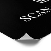 Benutzerdefinierte schwarze WiFi-QR | Netzwerk-Pas Poster (Ecke)