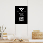 Benutzerdefinierte schwarze WiFi-QR | Netzwerk-Pas Poster (Küche)