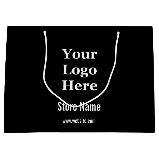 Benutzerdefinierte Schwarzweiß-Logos hier Große Geschenktüte (Vorderseite)